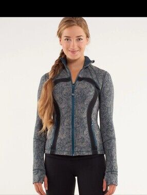 Lululemon Athletica DEFINE Vintage Teal-Accent Patterned Utility Jacket